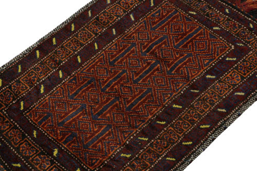 Vintage Baluch Afghan rug in Brown, Blue & Orange Patterns | Rugs by Rug and Kilim