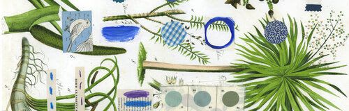 Blue Botanical Runner | Linens & Bedding by Pam (Pamela) Smilow