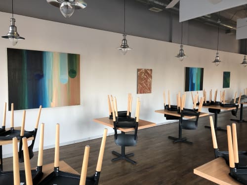 Night Fall and Silver Lining | Paintings by Bethany Mabee Art | Proof Restaurant in Des Moines