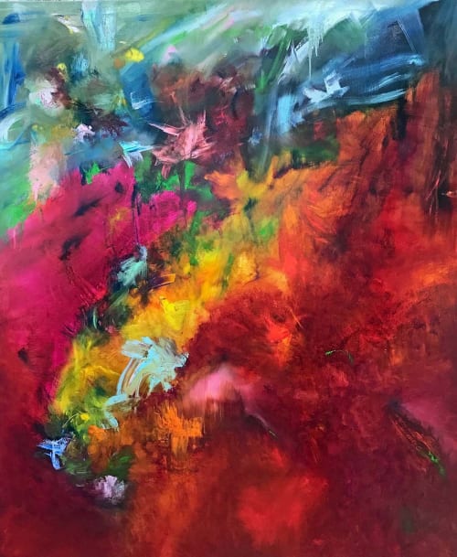 Flowers & Faeries Oil Abstract | Oil And Acrylic Painting in Paintings by Strokes by Red - Red (Linda Harrison)