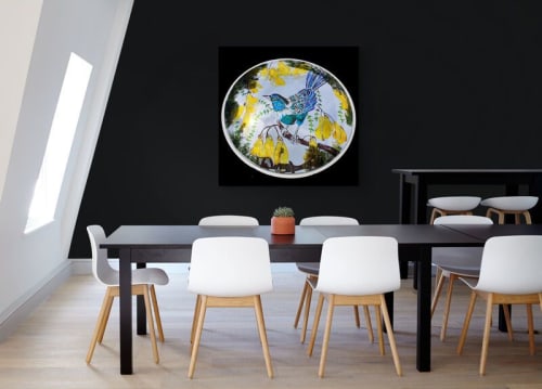 Convex Tui and Kowhai Flowers #2 | Mirror in Decorative Objects by Frederick Worrell Art and Design