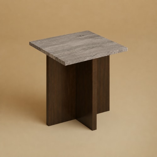 Grey Marble and Oak Nightstand - TINOS by Lebanto | Storage by Lebanto