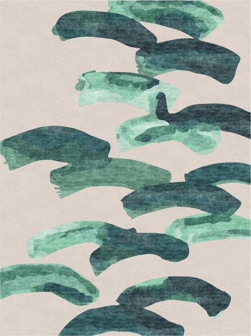WAIKIKI (jade, splash and sunset) | Area Rug in Rugs by Emma Gardner Design, LLC