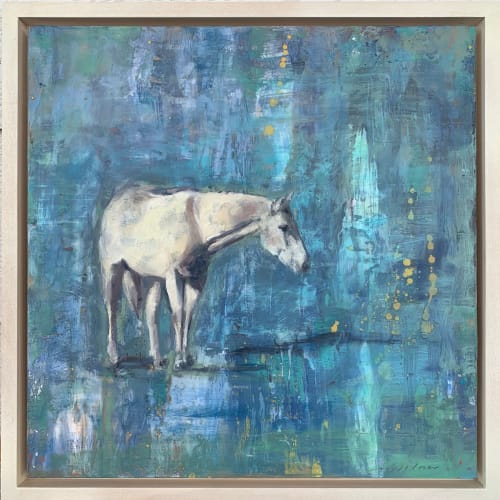 White Horse on Blue | Paintings by Amanda Wilner