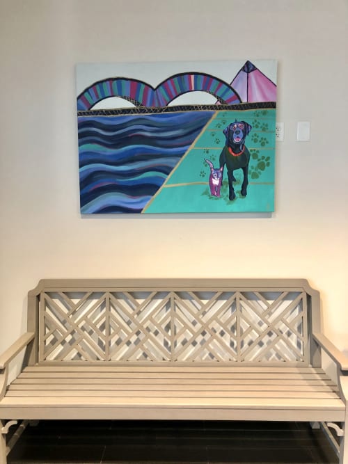 Finn With The Bridge, Riverwalk, And Pyramid | Paintings by Dare Harcourt Art | Walnut Grove Animal Clinic in Memphis