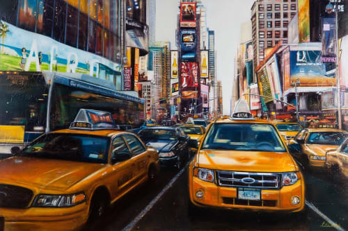 “Big Yellow Taxis New York” Painting | Oil And Acrylic Painting in Paintings by Lesley Anne Derks