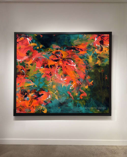 Abstract expression of a floral garden - Embracing Change | Paintings by Lynette Melnyk