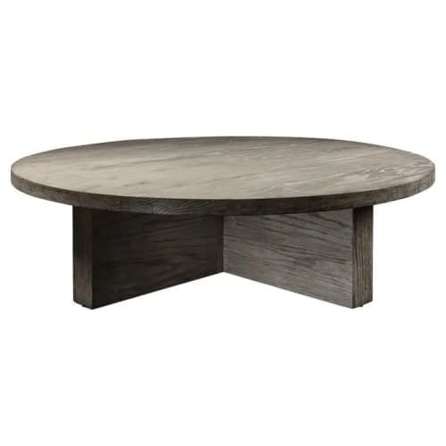 Handcrafted Solid Oak Round Atlantic Coffee Table | Tables by Aeterna Furniture