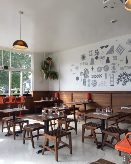 Slatted Stool | Chairs by Yoshihara Furniture Co. | Fat's Chicken and Waffles in Seattle
