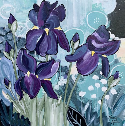 "A Midsummer Night's Dream" floral semi-abstract painting | Oil And Acrylic Painting in Paintings by Mandy Martin Art