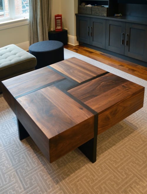 Walnut 4 Drawer Coffee Table By Abodeacious Seen At Private Residence Chicago Wescover