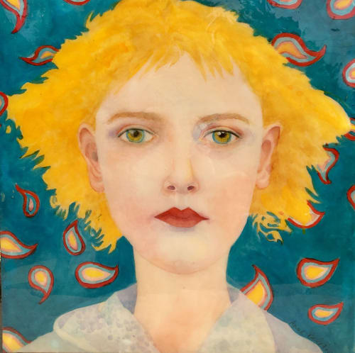 Cornflower girl | Watercolor Painting in Paintings by Anne Beletic | Private Residence in Dallas