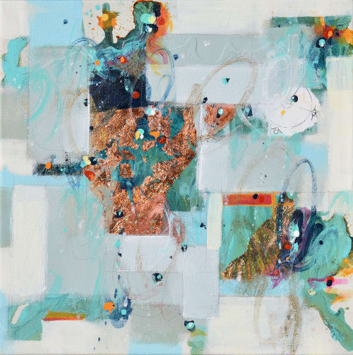 Reflections of The Winter Light - Abstract art - 12 x 12 IN | Oil And Acrylic Painting in Paintings by Cynthia Ligeros