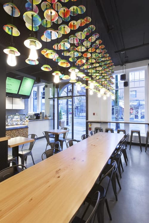 Pie Tin Chandeliers | Chandeliers by Taka Sudo | Peaked Pies in Vancouver