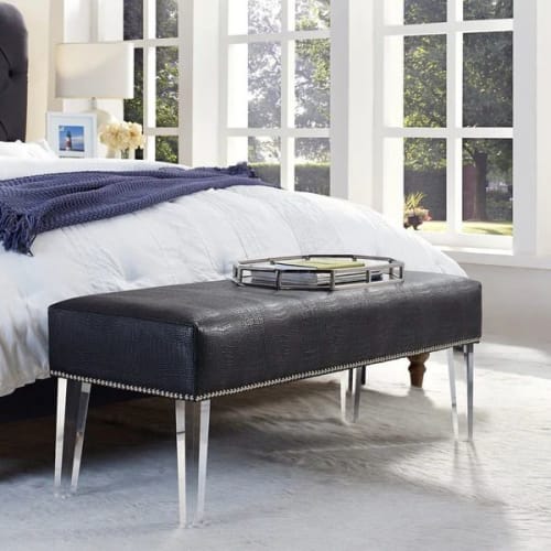 Bench with clear acrylic legs | Benches & Ottomans by PlasticMart