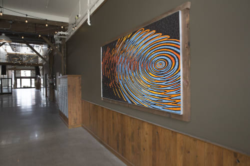 Ripple Effect - community assisted tile mosaic mural | Art & Wall Decor by Rochelle Rose Schueler - Wild Rose Artworks LLC | The Box Factory, Bend, Oregon, Mill Quarter, Est 1916 in Bend