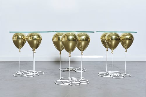 Up! Balloon Side Table with Gold Balloons | Tables by Duffy Londonf