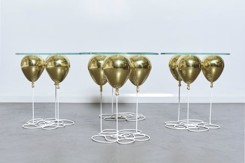 Up! Balloon Side Table with Gold Balloons | Tables by Duffy London