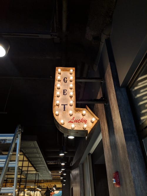 Vintage Marquee Lights - "Get Lucky" Arrow | Lighting by Vintage Marquee Lights | Moxy Atlanta Midtown in Atlanta