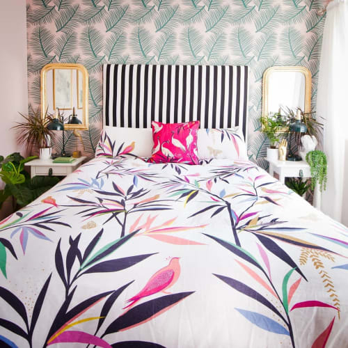 Pink Heron Feather Filled Cushion | Pillows by Sara Miller London