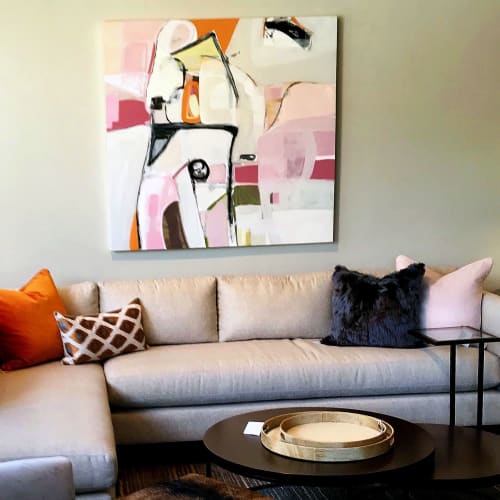 Pink Opening 48x48 | Paintings by Irene Nelson | Ruby LivingDesign in Mill Valley