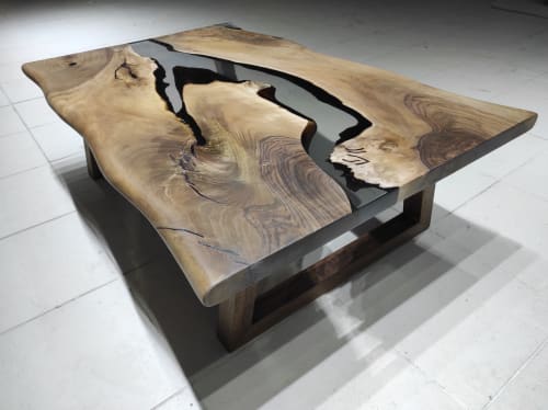 Live edge handmade epoxy coffee table, Walnut epoxy resin co | Tables by Luxuryepoxyfurniture