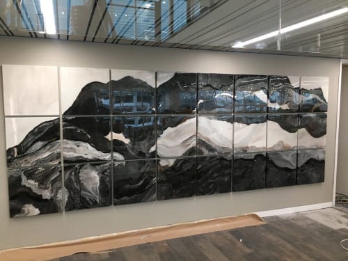 Unleashed - 54ft x 6ft epoxy resin art wall installation | Paintings by Niki Woehler | CB Richard Ellis in Phoenix