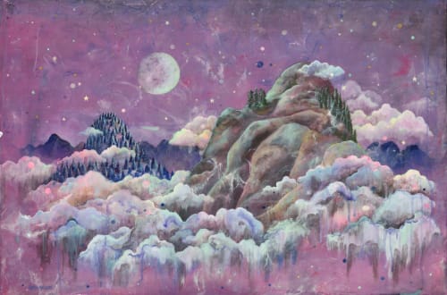 Purple Saddle Mountain | Oil And Acrylic Painting in Paintings by Sarah Stivers | Red E Café in Portland