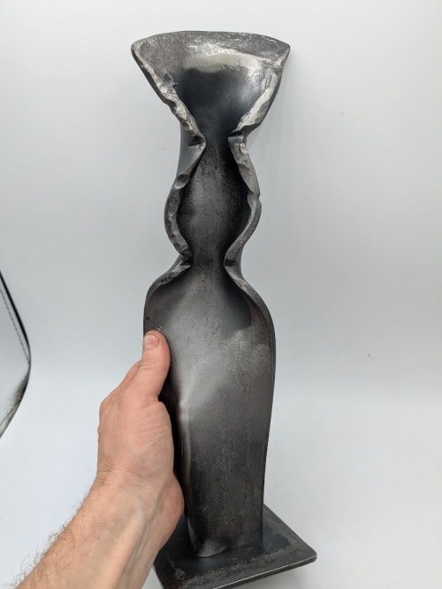 Abstract Metal Table Sculpture - Forged Flow | Sculptures by Element Hand Forged Hardware