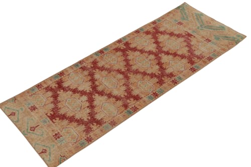 Rug & Kilim’s Distressed Bokhara Runner in Red, Beige & Gold | Rugs by Rug and Kilim