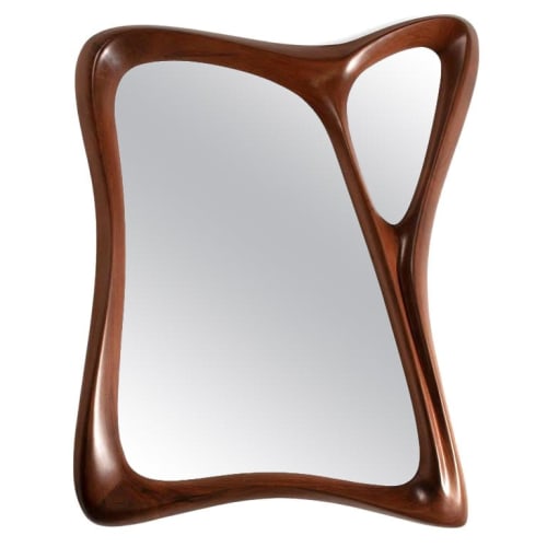 Amorph Jolie Wall Mounted Mirror Walnut Wood | Decorative Objects by Amorph