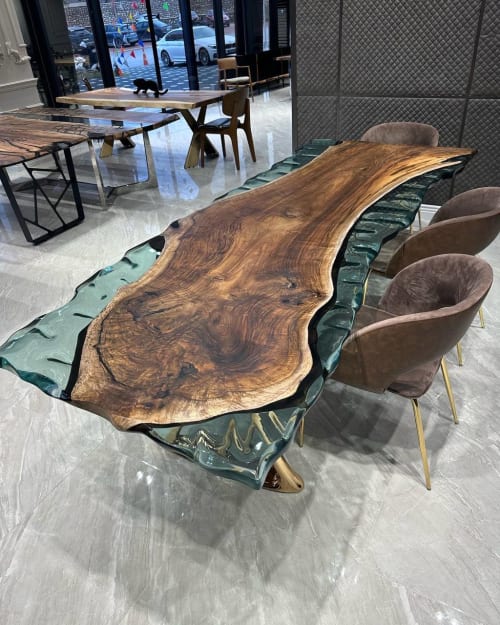 Green Epoxy Table - Resin Dining Table - Resin Wood Table | Tables by Tinella Wood