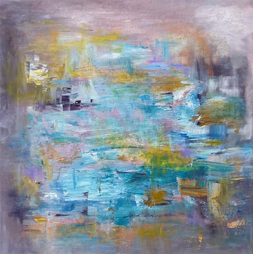 Fine State of Mind Abstract by Red * Oil * 24 x 24 * | Oil And Acrylic Painting in Paintings by Strokes by Red - Red (Linda Harrison)
