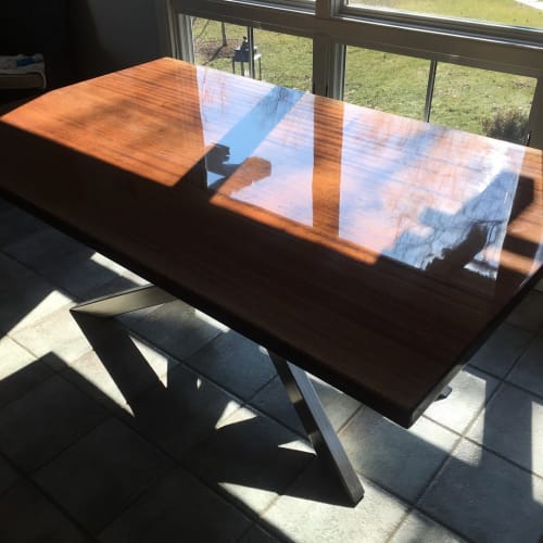 Walnut Table with Steel Base