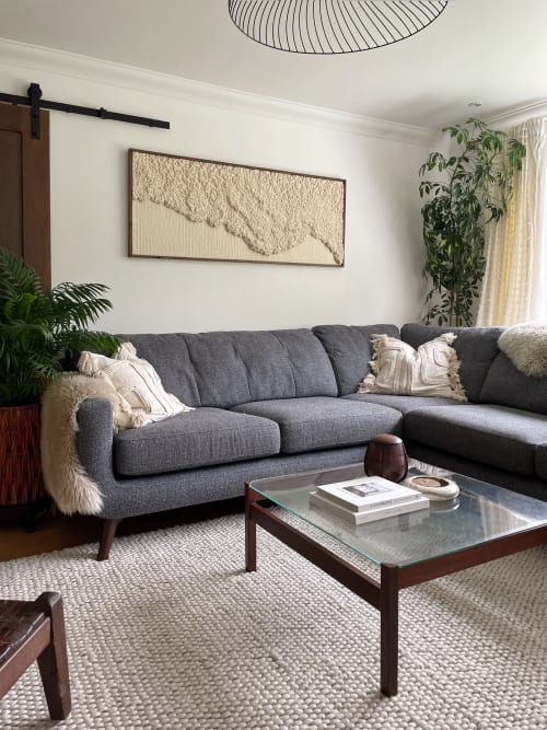 Woven wall art frame (Sea Foam 002) | Wall Sculpture in Wall Hangings by Elle Collins