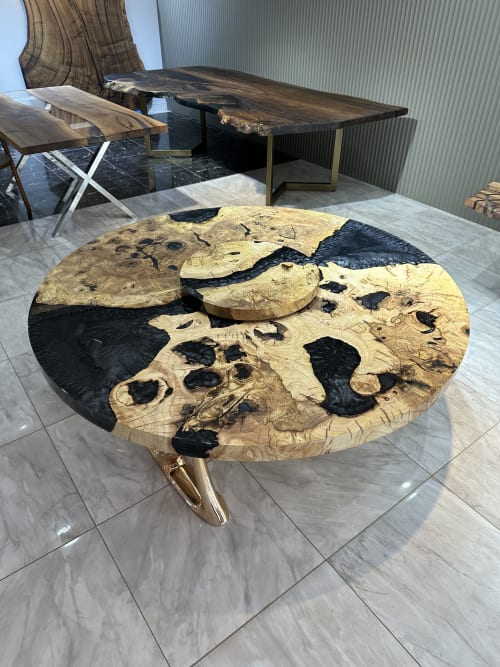 Round Wood Table - Round Resin Table - Round Epoxy Table | Dining Table in Tables by Tinella Wood