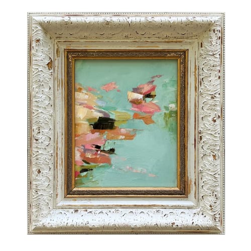 Contemporary Soft "Petals" in Vintage Frame | Oil And Acrylic Painting in Paintings by Suzanne Nicoll Studio