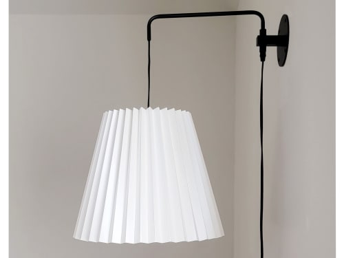Industrial sconce with pleated empire lampshade | Sconces by Studio Pleat