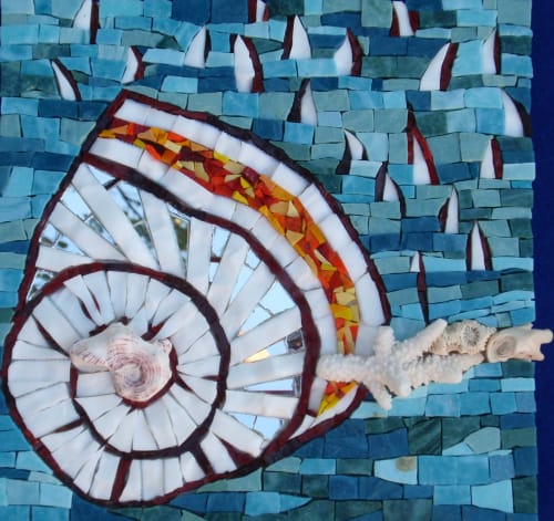 Adrift mixed media mosaic | Mixed Media by Gila Mosaics Studio