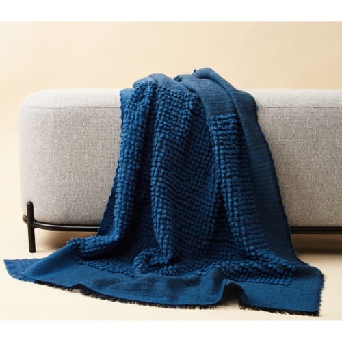 Macaroon Midnight Dark Blue Throw | Linens & Bedding by Studio Variously