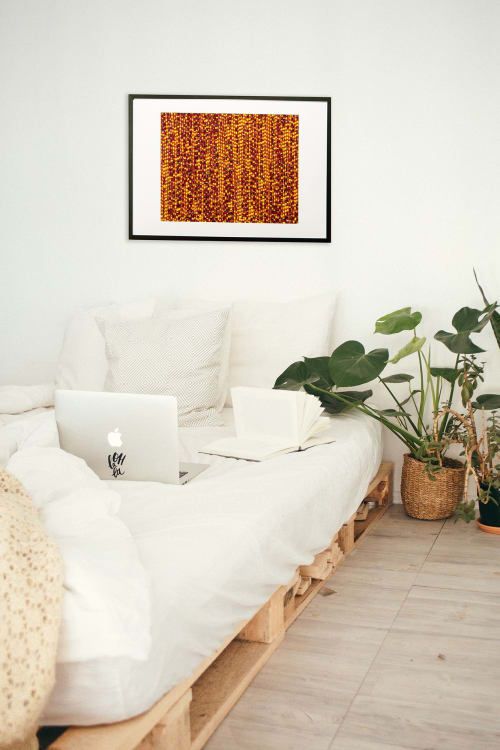 Framed weaving with cautiontape | Wall Hangings by Doerte Weber