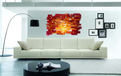 "Sunset" Glass and Metal Wall Art Sculpture | Wall Sculpture in Wall Hangings by Karo Studios