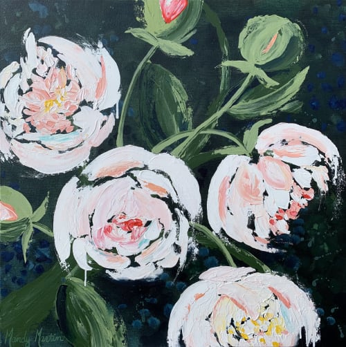 "Flourishing" Floral Peony Painting | Oil And Acrylic Painting in Paintings by Mandy Martin Art