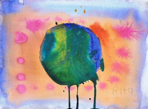 Earth Day 2024 - Original Watercolor | Paintings by Rita Winkler - My Art, My Shop - Where Every Stroke Speaks of Joy and Inclusion (watercolors by artist who has Down syndrome)