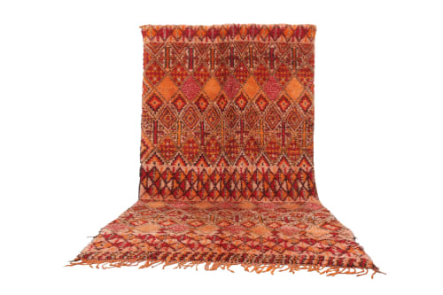 Orange Vintage Moroccan Rug 6.6 x 13 ft, Berber Wool Rug, | Rugs by BerberHand