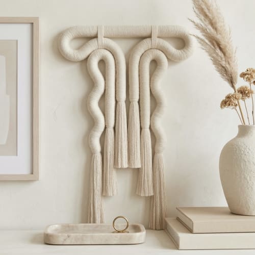 Minimalist Macrame , Neutral Boho Wall Decor, | Wall Sculpture in Wall Hangings by Sarmal Design