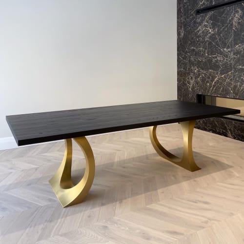 Carbon Black Brass Halo Table | Tables by YJ Interiors