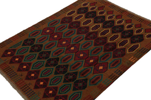 Rug & Kilim’s Baluch Tribal Rug in Rust Tones with Colorful | Rugs by Rug and Kilim