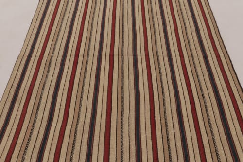 Vintage Persian Kilim in Crimson Red and Beige-Brown Stripes | Area Rug in Rugs by Rug and Kilim