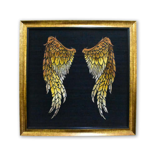 Artwork Of Gold Angel Wings For Wall Hanging | Wall Sculpture in Wall Hangings by MagicSimSim